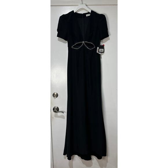 Ieena for Mac Duggal Rhinestone Cutout Sheath Gown Black #2630 Size 6 NWT - Picture 2 of 16